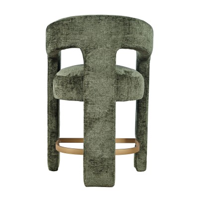 Nowoczesny Hoker Tapicerowany Leith Oliwkowy 61cm 6