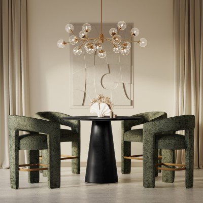 Nowoczesny Hoker Tapicerowany Leith Oliwkowy 61cm 9
