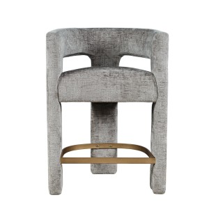 Loftowy Hoker Tapicerowany Leith Srebrnoszary 61cm