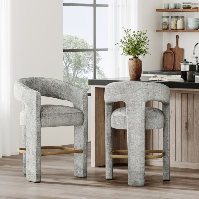 Loftowy Hoker Tapicerowany Leith Srebrnoszary 61cm 8