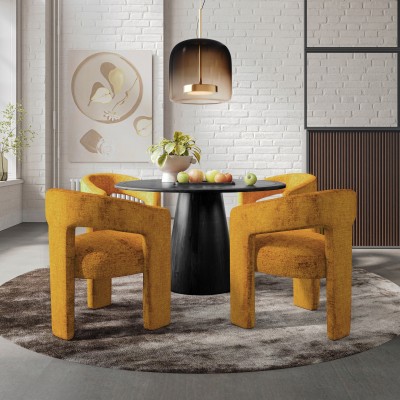 Loftowe Krzesło Tapicerowane Leith Złoty Pomarańczowe 62cm 8