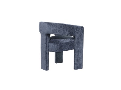 Nowoczesne Krzesło Tapicerowane Leith Granatowe 62cm 5