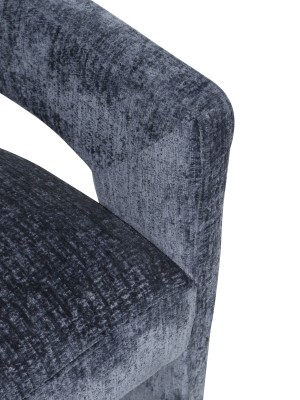 Nowoczesne Krzesło Tapicerowane Leith Granatowe 62cm 7