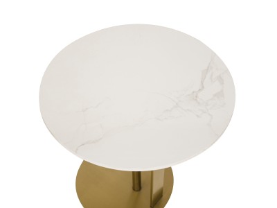 Nowoczesny Zestaw Stolików Kawowych Modig Złoty, Blat Imitacja Marmuru 80/50cm 16