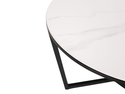 Nowoczesny Zestaw Stolików Kawowych Modig Czarne Nogi, Biały Blat, Czarny Blat 80/60cm 10