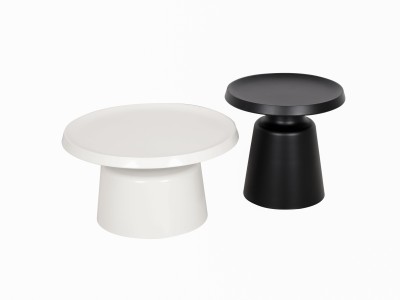 Minimalistyczny Zestaw Stolików Kawowych Modig Biały, Czarny 73/49cm 4