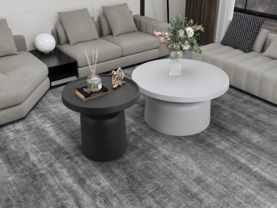 Minimalistyczny Zestaw Stolików Kawowych Modig Biały, Czarny 73/49cm 13