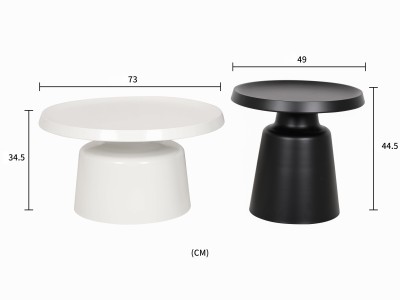 Minimalistyczny Zestaw Stolików Kawowych Modig Biały, Czarny 73/49cm 14