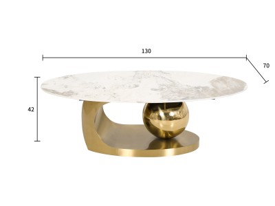 Stolik Kawowy Modig Złoty, Biały 130cm 13