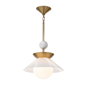 Średnia Lampa Wisząca Saucer Postarzany Mosiądz