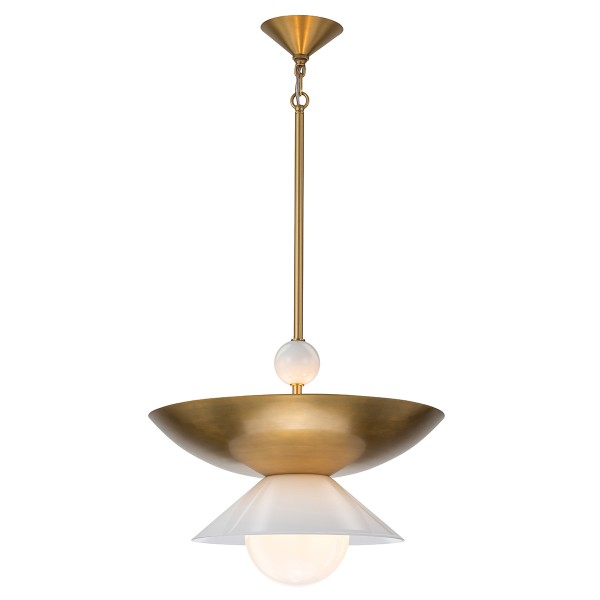 Duża Lampa Wisząca Saucer Postarzany Mosiądz