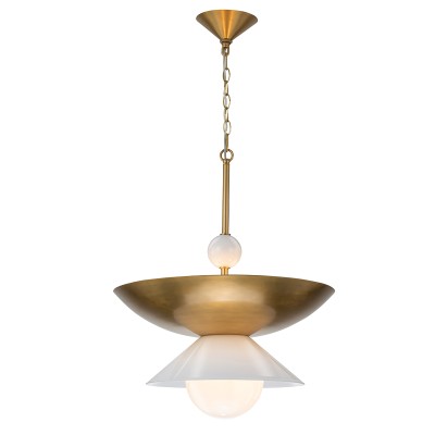 Duża Lampa Wisząca Saucer Postarzany Mosiądz 3