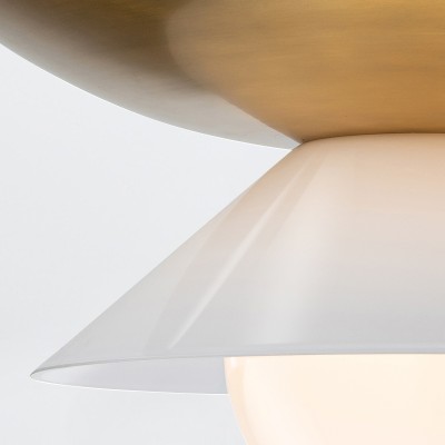 Duża Lampa Wisząca Saucer Postarzany Mosiądz 6