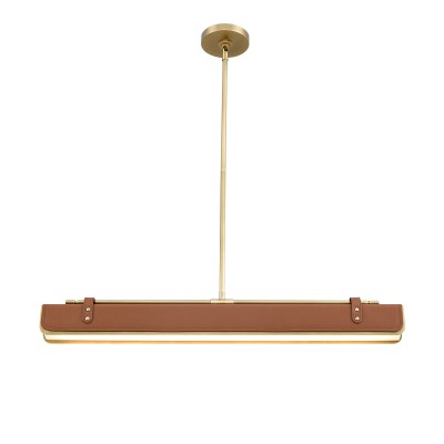 Lampa Wyspowa Led Valise Vintage Mosiądz, Skóra Koniakowa 3
