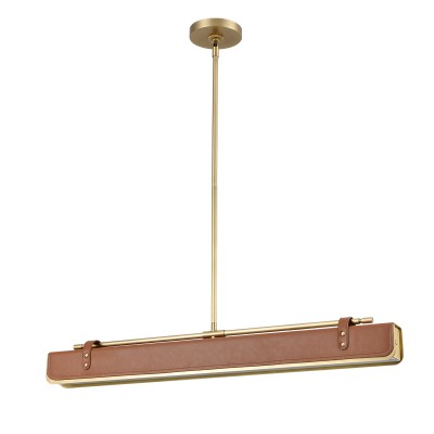 Lampa Wyspowa Led Valise Vintage Mosiądz, Skóra Koniakowa 8