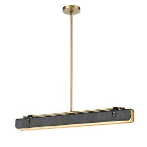 Lampa Wyspowa Led Valise Vintage Mosiądz, Skóra Smokingowa