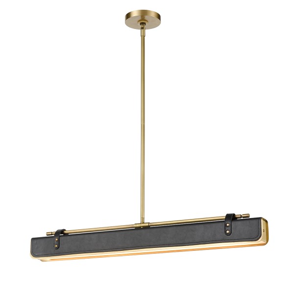 Lampa Wyspowa Led Valise Vintage Mosiądz, Skóra Smokingowa