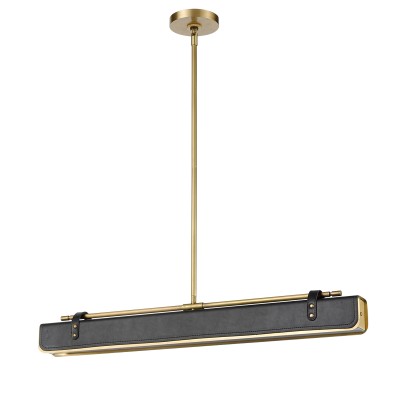 Lampa Wyspowa Led Valise Vintage Mosiądz, Skóra Smokingowa 4
