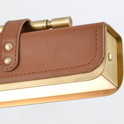 Kinkiet Led Valise Vintage Mosiądz, Skóra Koniakowa 5