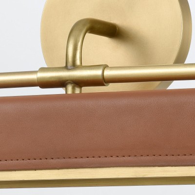 Kinkiet Led Valise Vintage Mosiądz, Skóra Koniakowa 6