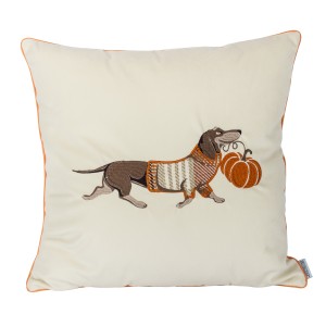 Poduszka Haftowana Dekoracyjna Autumn Puppy - Różne Kolory Tkanin