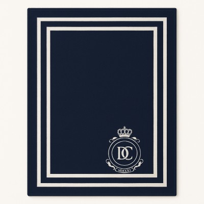 Koc Granatowy z Białą Podwójną Ramką 150x200cm 7