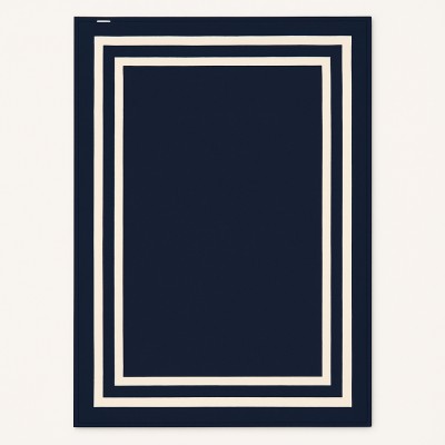 Koc Granatowy z Białą Podwójną Ramką 150x200cm 2