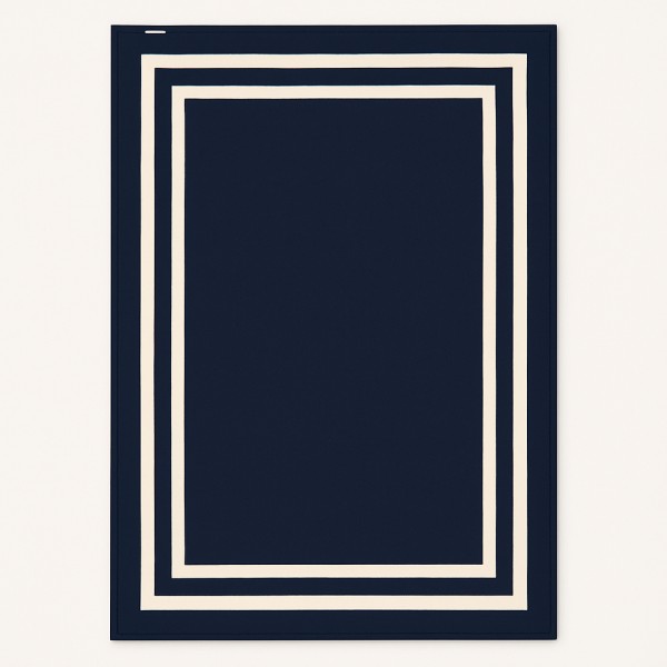 Koc Granatowy z Białą Podwójną Ramką 150x200cm