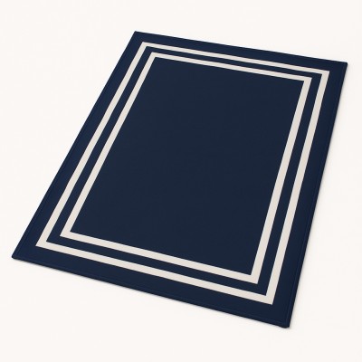 Koc Granatowy z Białą Podwójną Ramką 150x200cm 5