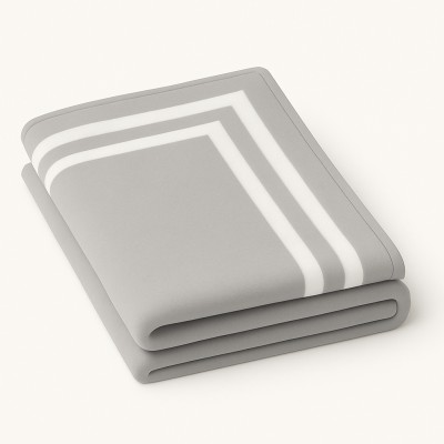 Koc Szary z Białą Podwójną Ramką 150x200cm  3