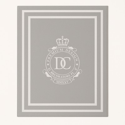 Personalizowany Koc Szary z Białą Ramką i Haftem Monogram 150x200cm  4