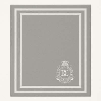 Personalizowany Koc Szary z Białą Ramką i Haftem Monogram 150x200cm  3