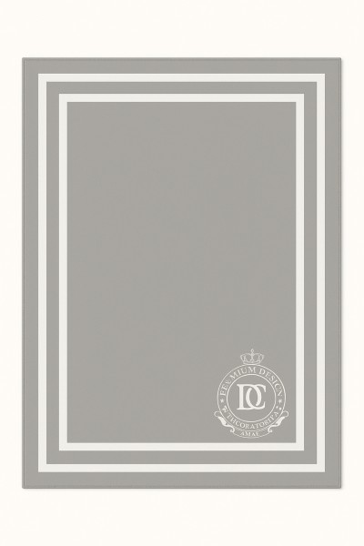 Personalizowany Koc Szary z Białą Ramką i Haftem Monogram 150x200cm 