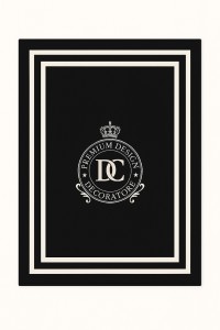 Personalizowany Koc Czarny z Białą Ramką i Haftem Monogram 150x200cm