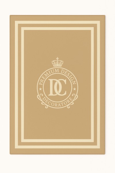 Personalizowany Koc Beżowy z Kremową Ramką i Haftem Monogram 150x200cm 