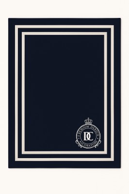 Personalizowany Koc  Granatowy z Białą Ramką i Haftem Monogram 150x200cm 2