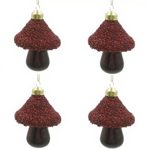 Bombki Grzybki Shine Bordowe Set 4 szt.