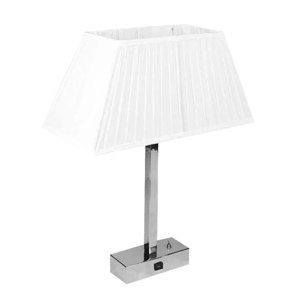 Stylowa Lampa Stołowa Georgio  z Abażurem Białym Plisowanym USB Wys. 60cm