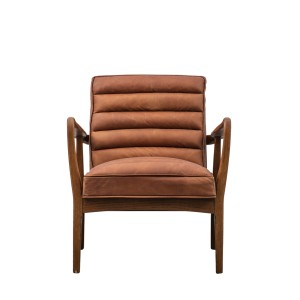 Klasyczny Fotel Datsun Skórzany Brązowa Skóra 70x74x80cm