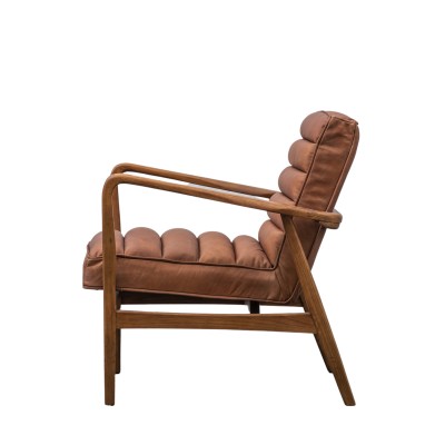 Klasyczny Fotel Datsun Skórzany Brązowa Skóra 70x74x80cm 6