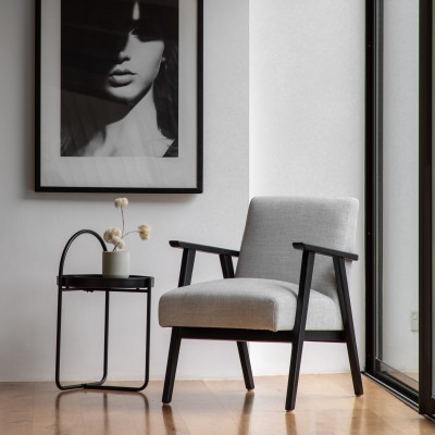 Nowoczesny Fotel Dębowy Jasnoszary 61x73x80cm 4