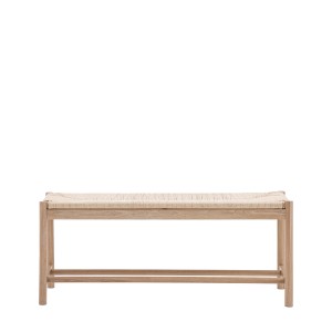 Stylowa Ławka Drewniana Pleciona Eton Beżowa 110x44x45cm