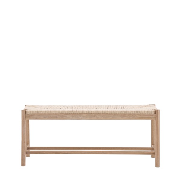 Stylowa Ławka Drewniana Pleciona Eton Beżowa 110x44x45cm