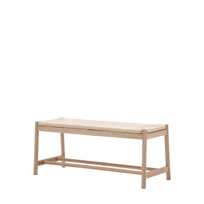 Stylowa Ławka Drewniana Pleciona Eton Beżowa 110x44x45cm 6