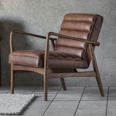 Klasyczny Fotel Datsun Skórzany Brązowa Skóra 70x74x80cm 9