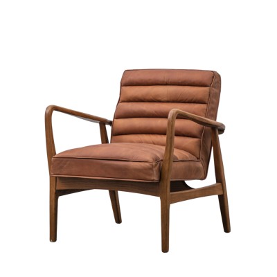 Klasyczny Fotel Datsun Skórzany Brązowa Skóra 70x74x80cm 11
