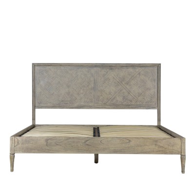 Kolonialne Łóżko Drewniane Mysmtique Szare 161x217x127cm 6