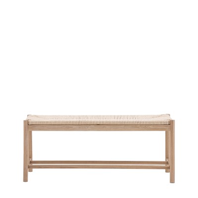 Stylowa Ławka Drewniana Pleciona Eton Beżowa 110x44x45cm 8
