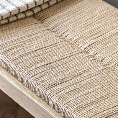Stylowa Ławka Drewniana Pleciona Eton Beżowa 110x44x45cm 11