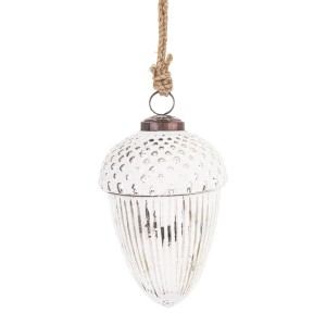 Zawieszka Szklana Żołądż Vintage  Biały Dł. 15cm